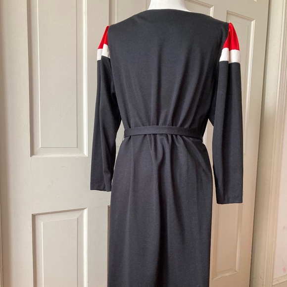 Vintage 1960s Sears Black Dress Blocked Red/White Knit Mod Dress SZ 14 - Picture 7 of 11